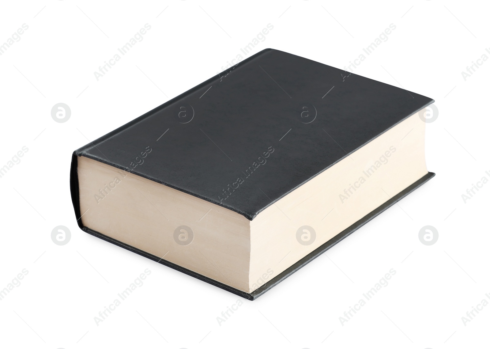 Photo of One closed black hardcover book isolated on white