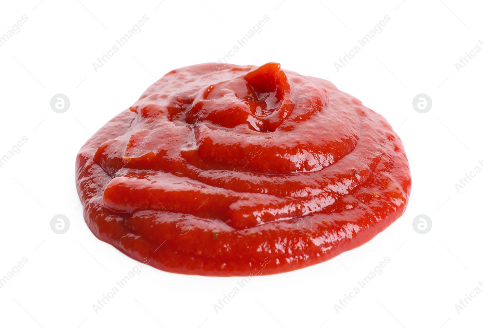 Photo of Tasty ketchup isolated on white. Tomato sauce