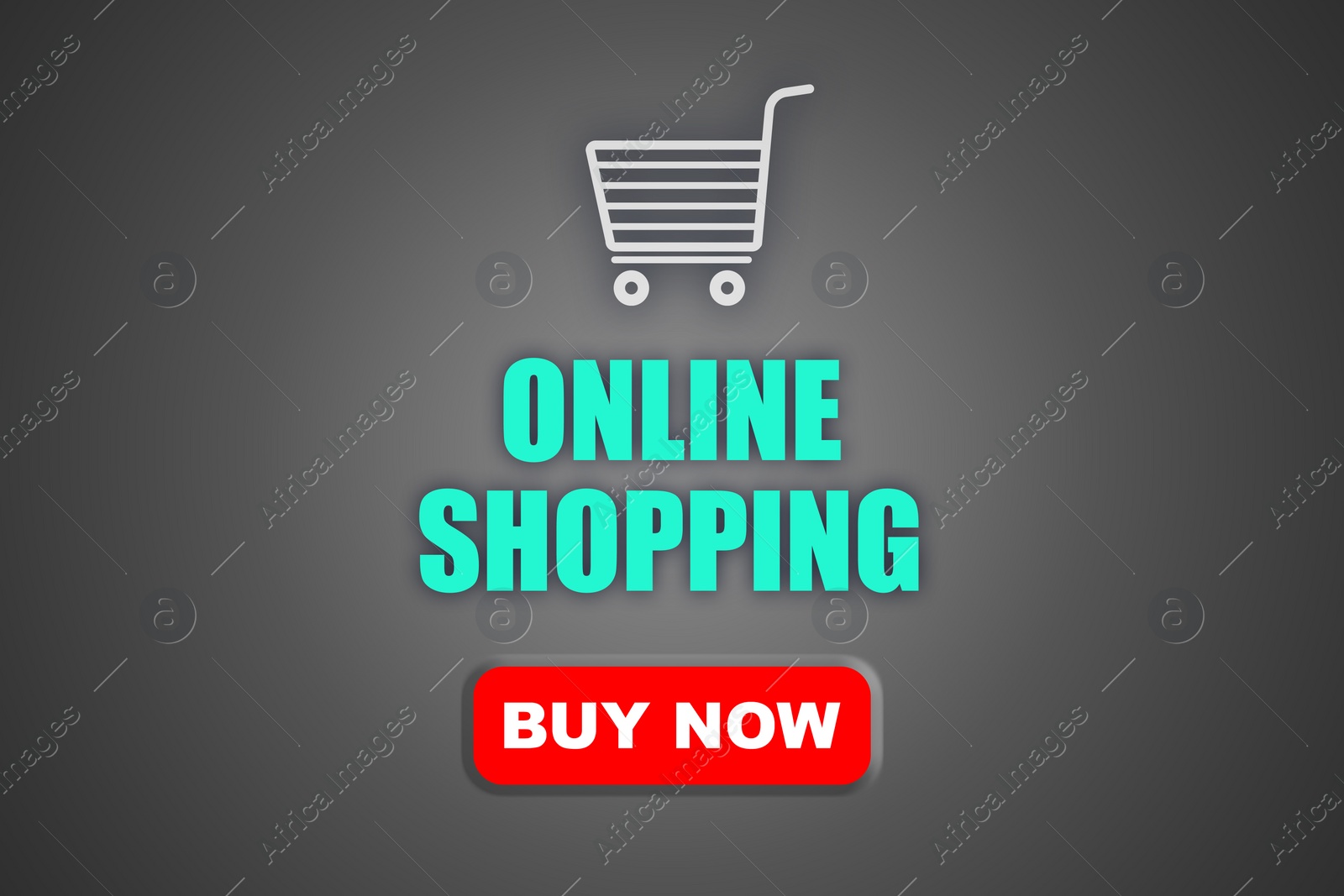 Illustration of Online shopping website.  cart and Buy Now button on grey background