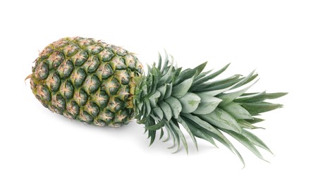 Photo of One delicious ripe pineapple isolated on white