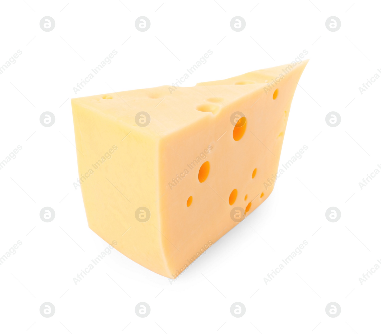 Photo of Piece of delicious cheese isolated on white