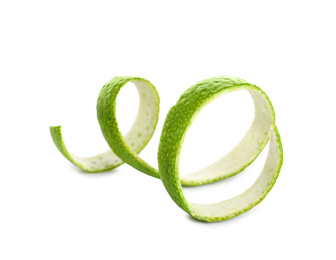 Peel of fresh ripe lime isolated on white