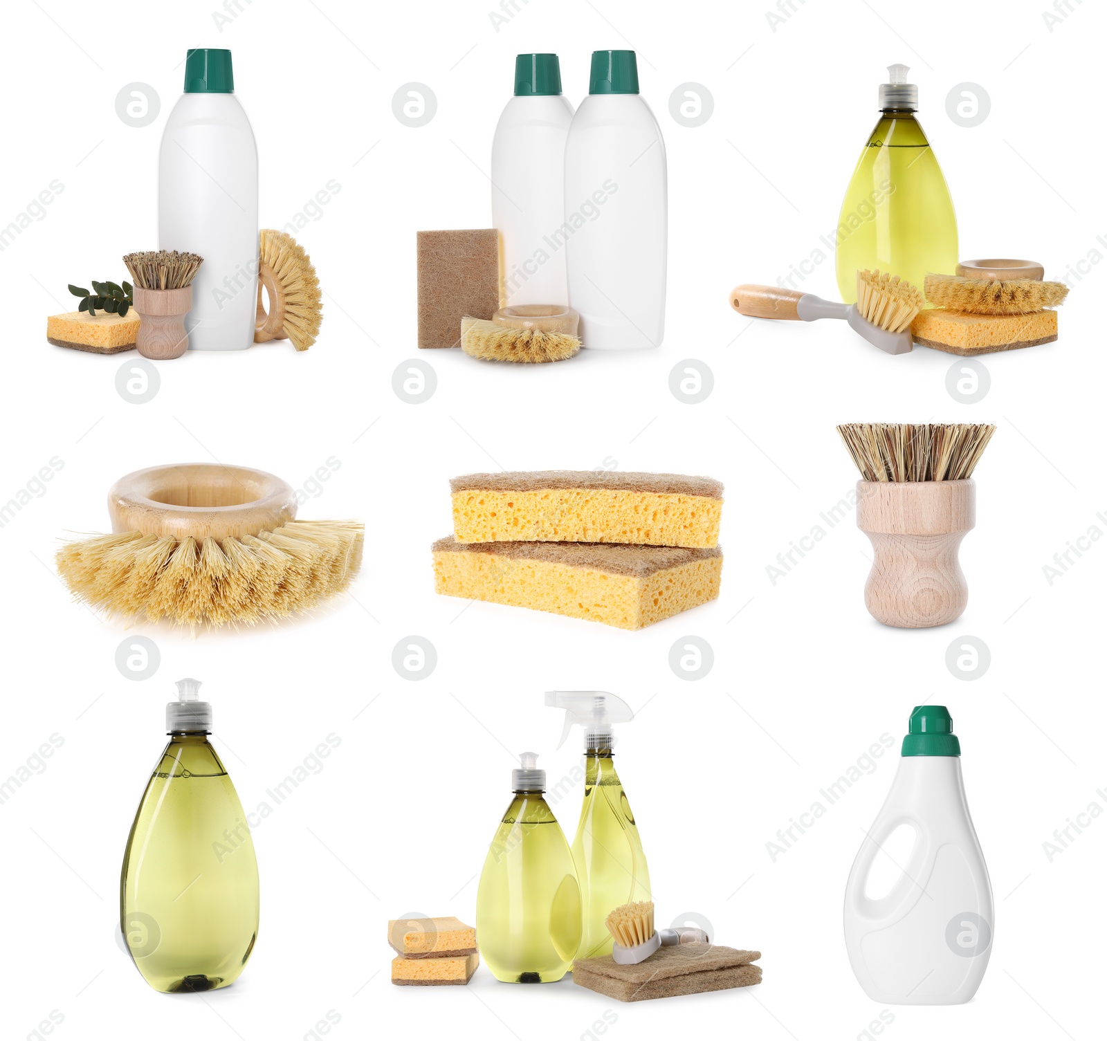 Image of Set of eco-friendly cleaning products isolated on white