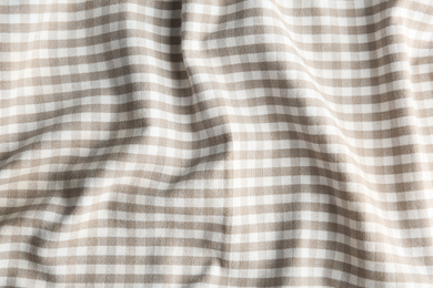 Texture of white checkered fabric as background, closeup