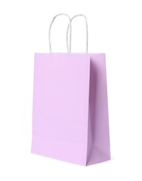 Photo of Pink gift paper bag on white background