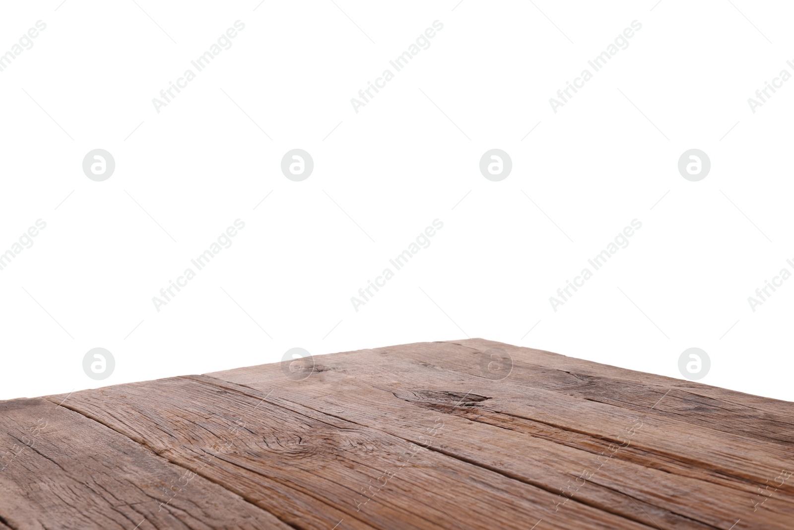 Photo of Empty brown wooden table isolated on white