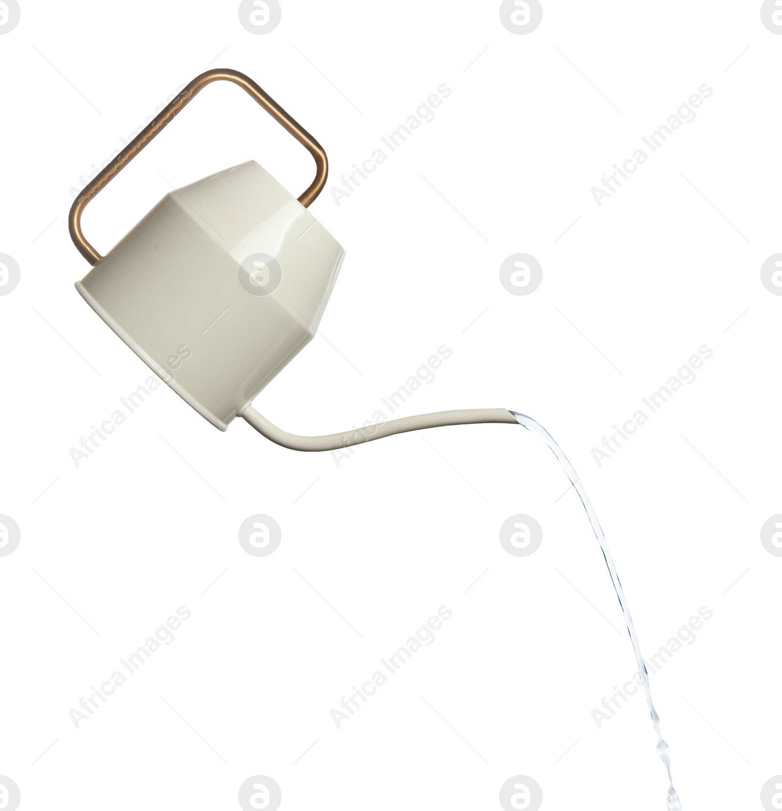 Image of Pouring liquid from watering can on white background