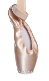 Photo of Ballet shoe. One elegant pointe isolated on white