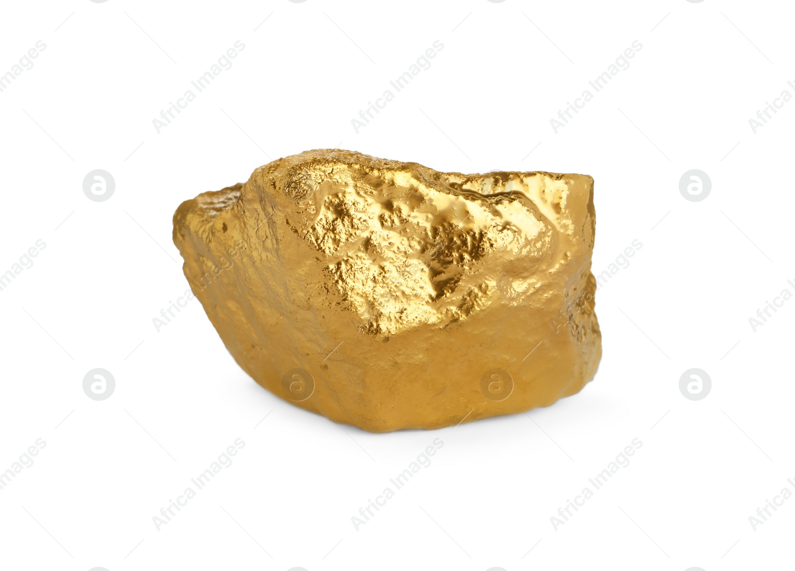 Photo of One beautiful gold nugget on white background