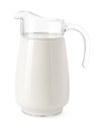 Photo of One jug of fresh milk isolated on white