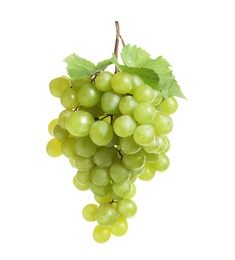 Photo of Bunch of fresh ripe juicy grapes on white background