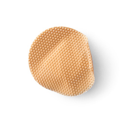 Photo of Used sticking plaster isolated on white, top view. First aid item