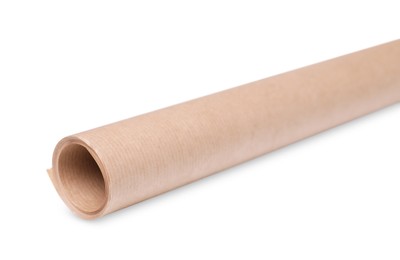 Photo of Roll of wrapping paper on white background