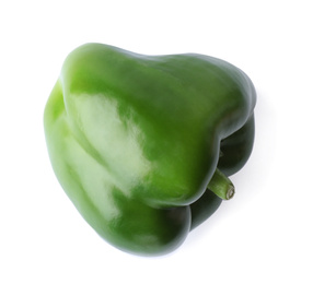 Ripe green bell pepper isolated on white, top view