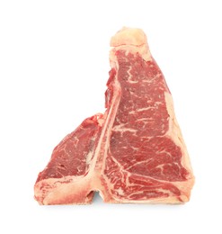 Raw t-bone beef steak isolated on white