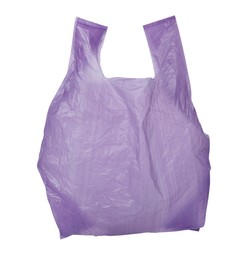 One purple plastic bag isolated on white