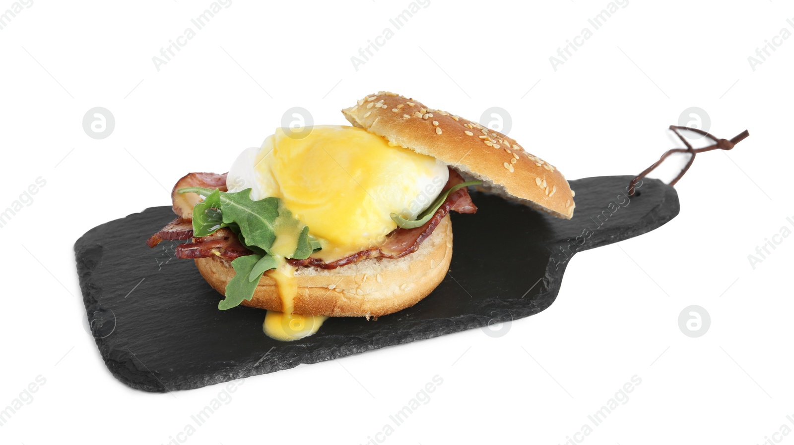 Photo of Fresh delicious egg Benedict isolated on white