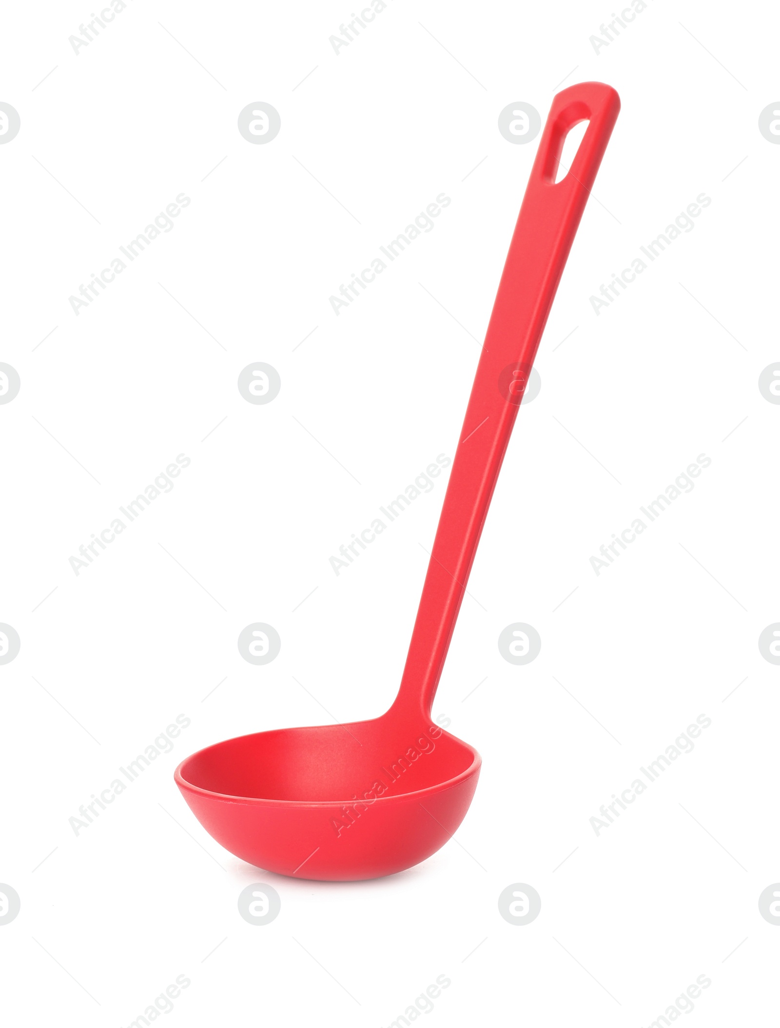 Photo of Soup ladle on white background. Kitchen utensils