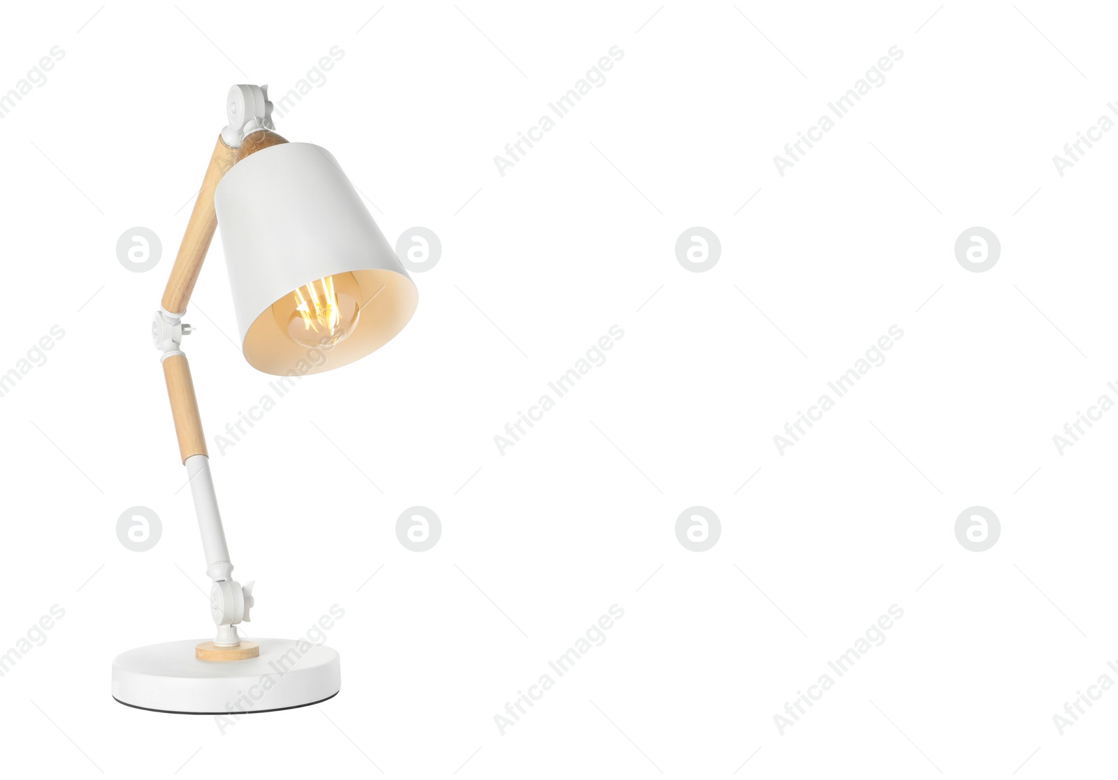 Photo of Stylish modern table lamp isolated on white