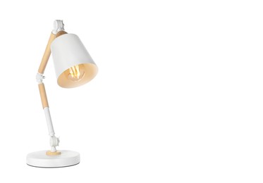 Stylish modern table lamp isolated on white