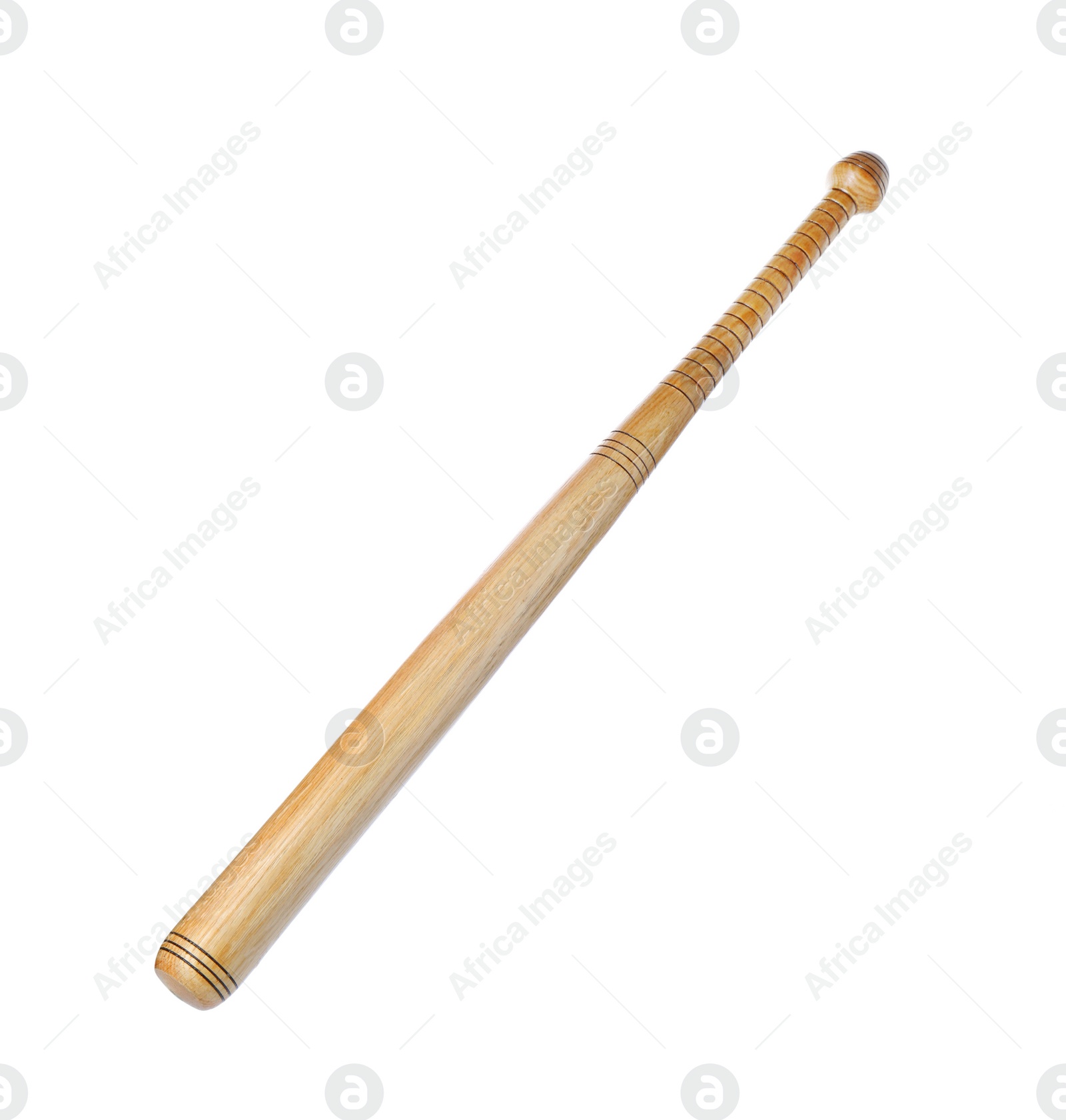 Photo of Wooden baseball bat isolated on white. Sports equipment