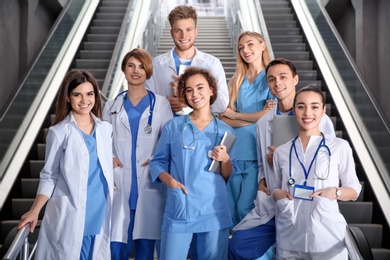 Photo of Group of medical students in college hallway