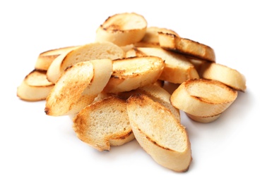 Toasted bread on white background