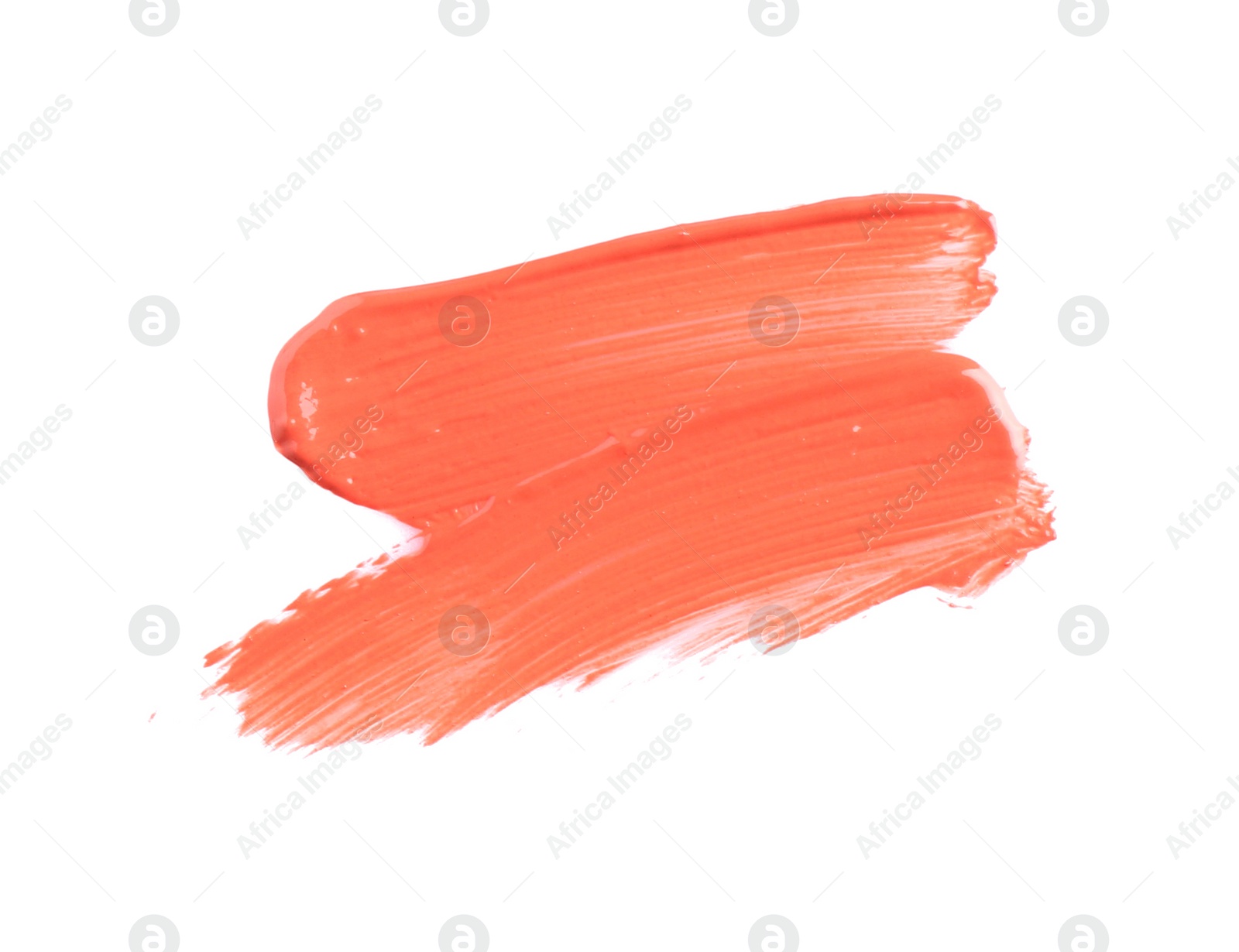 Photo of Strokes of lip gloss isolated on white, top view