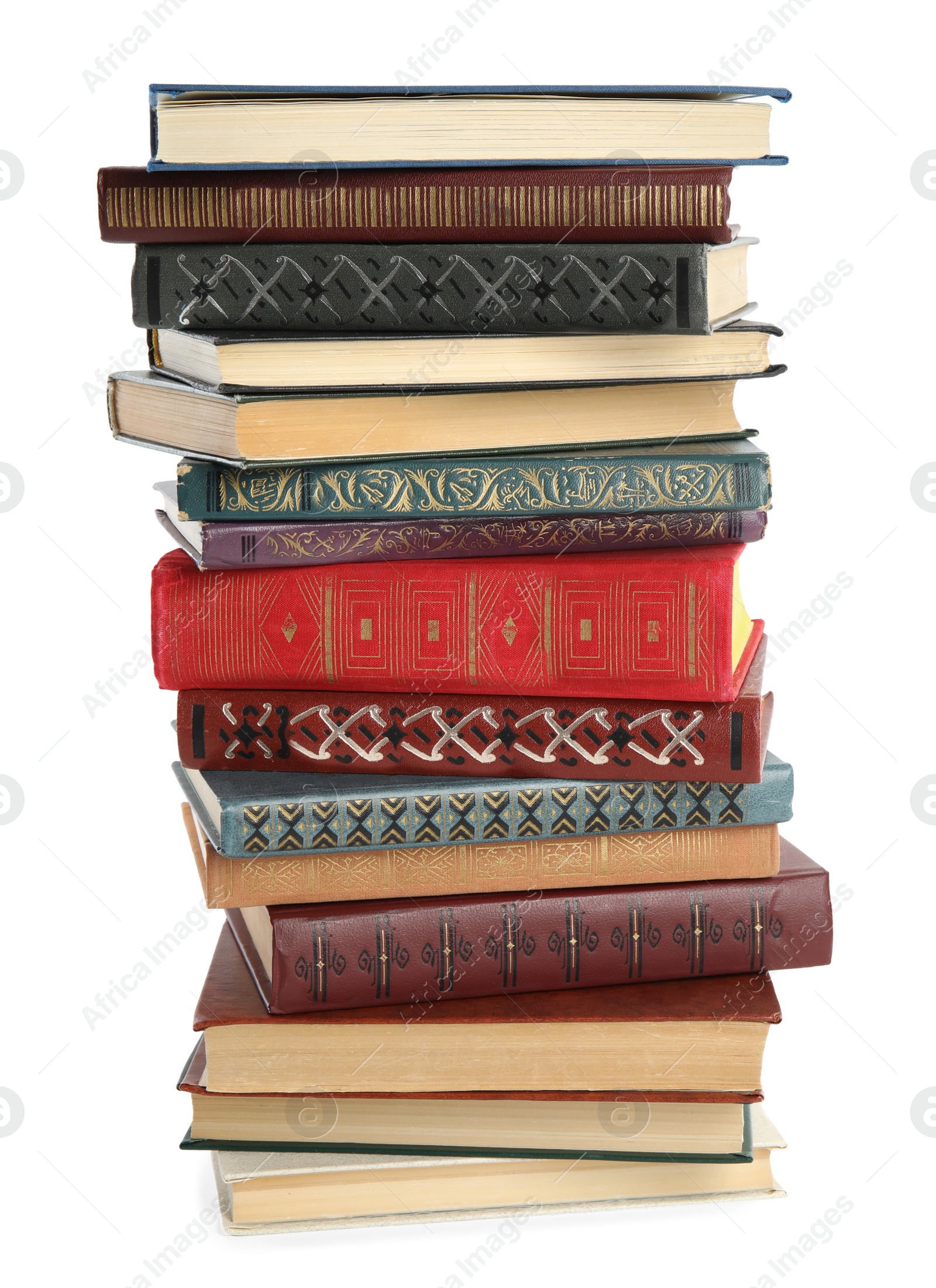 Photo of Collection of different books isolated on white