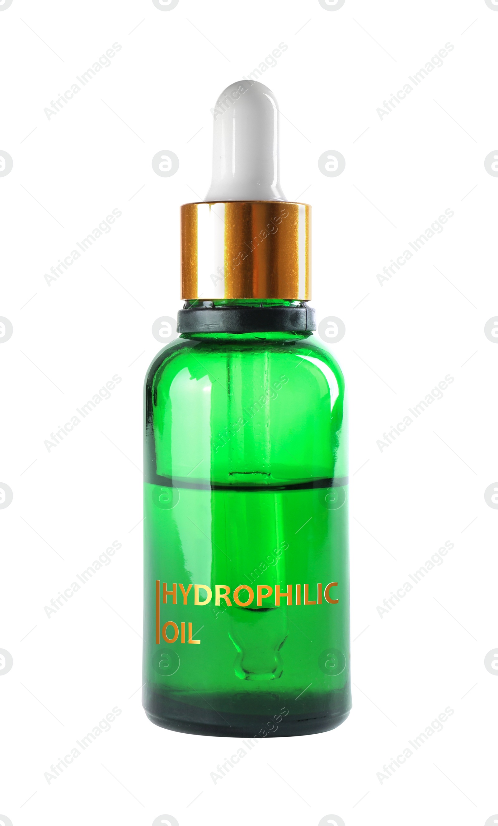 Image of Bottle of hydrophilic oil isolated on white. Makeup remover 