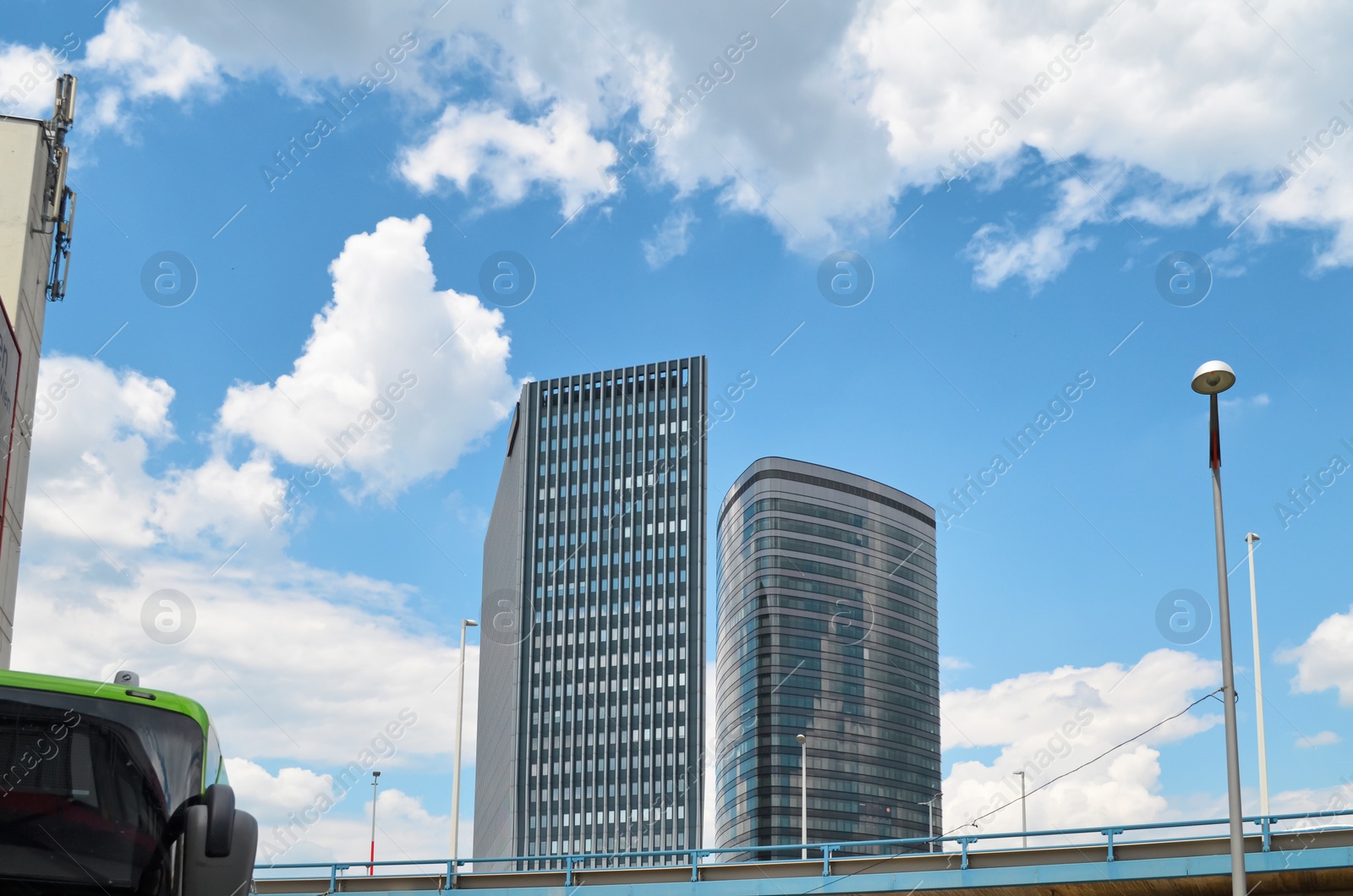 Photo of VIENNA, AUSTRIA - JUNE 17, 2018: Beautiful skyscrapers on blue sky background