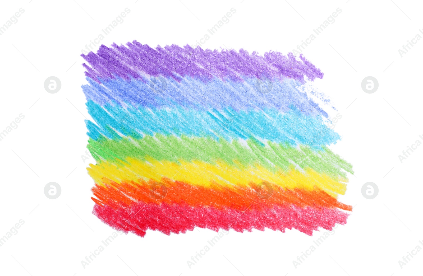 Photo of Rainbow pencil hatching on white background, top view