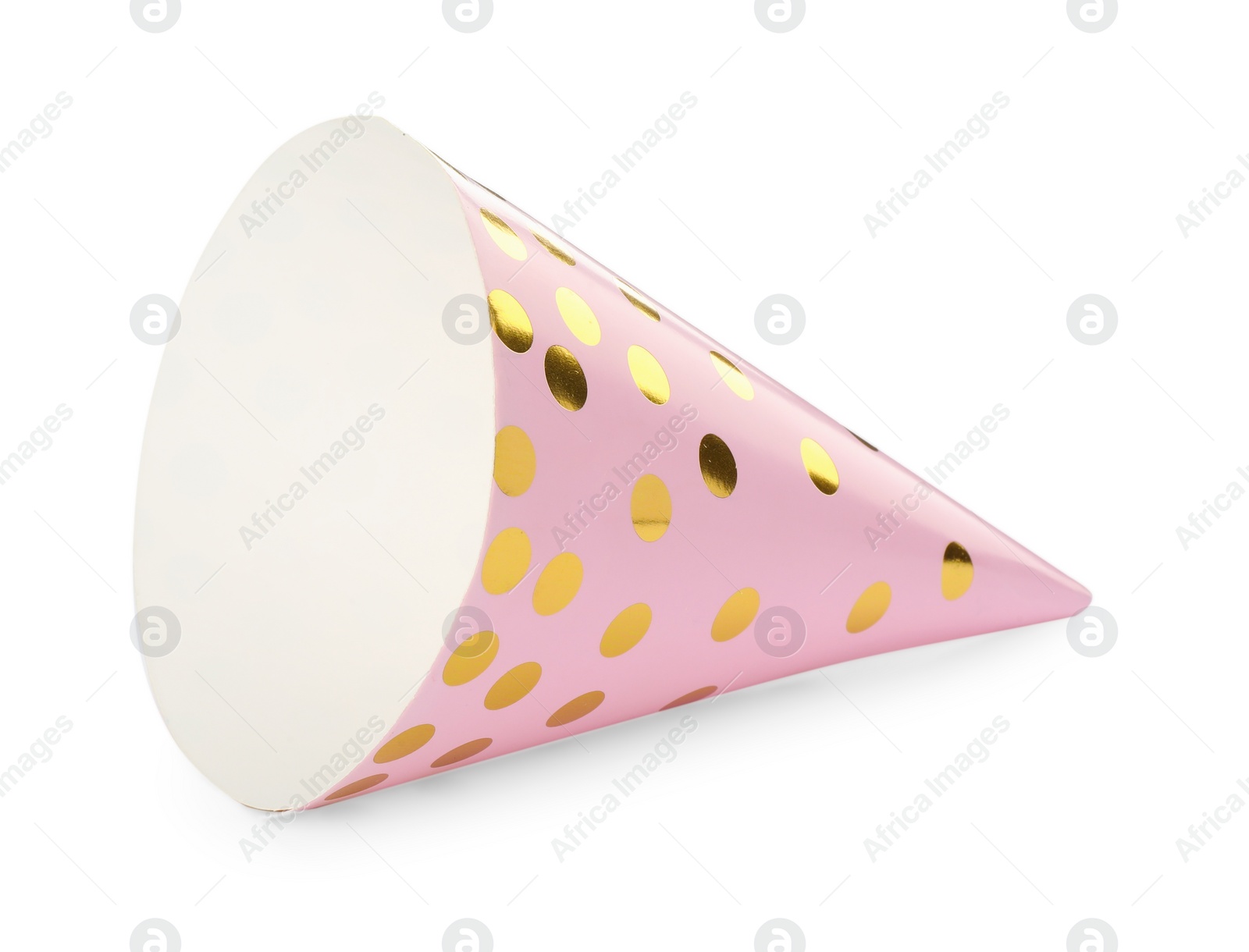 Photo of One pink party hat isolated on white