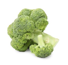 Fresh raw green broccoli isolated on white