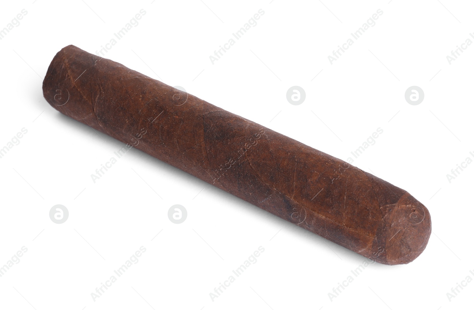 Photo of Cigar wrapped in tobacco leaf isolated on white