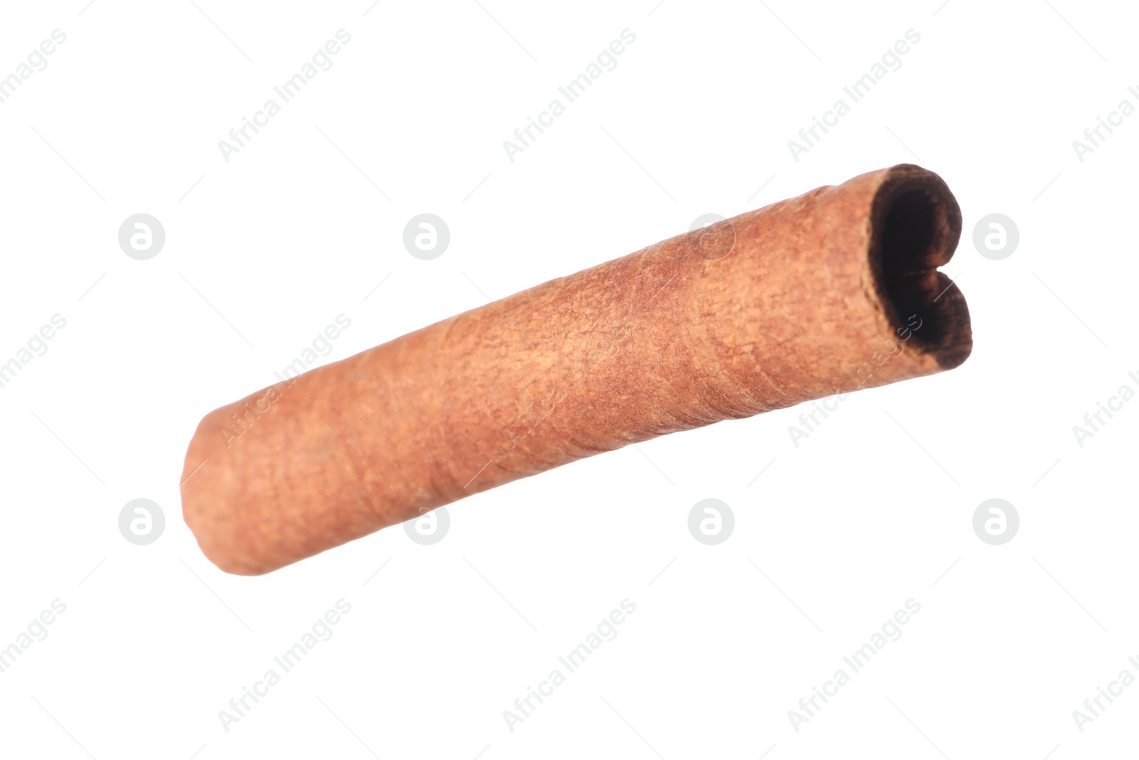 Photo of One aromatic cinnamon stick isolated on white