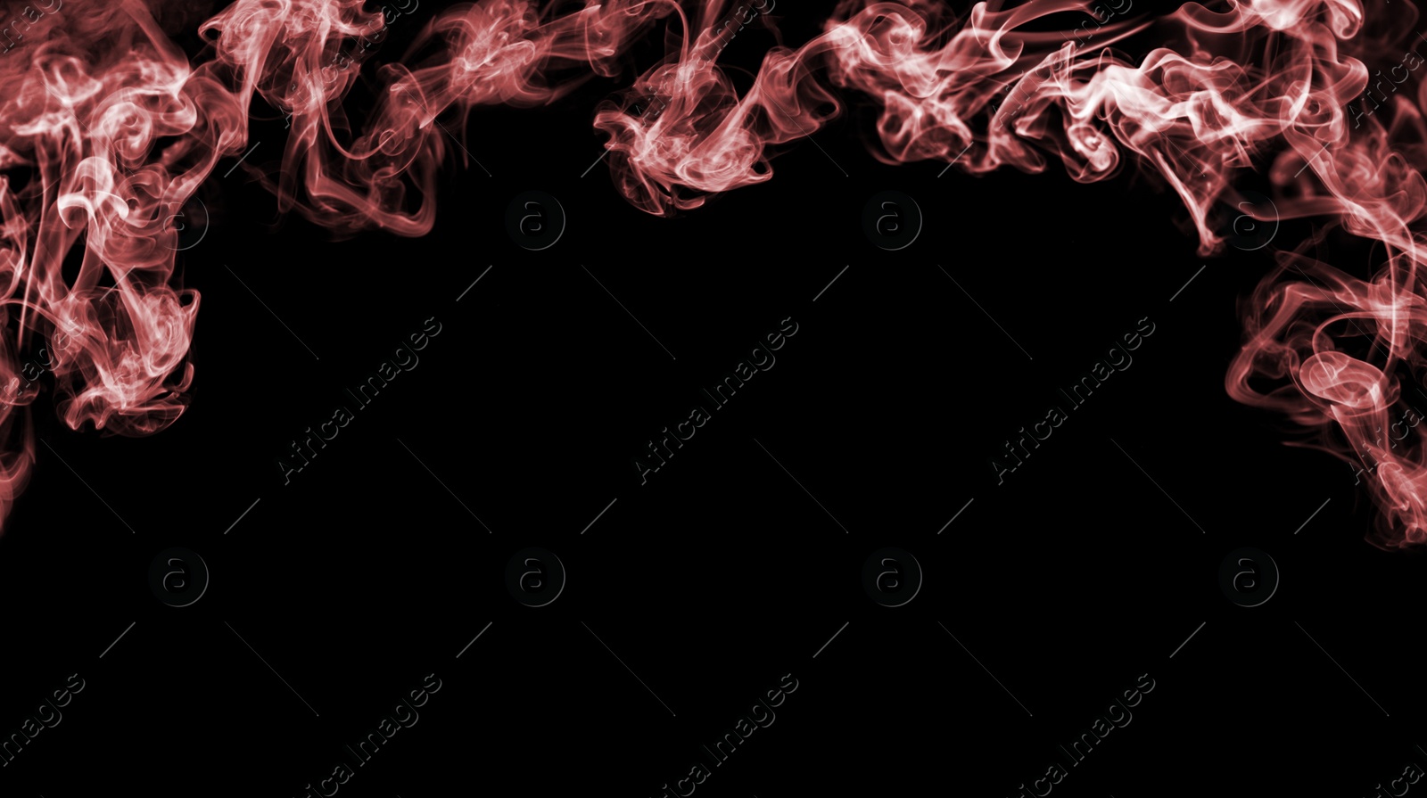 Image of Frame of smoke on black background, space for text. Banner design