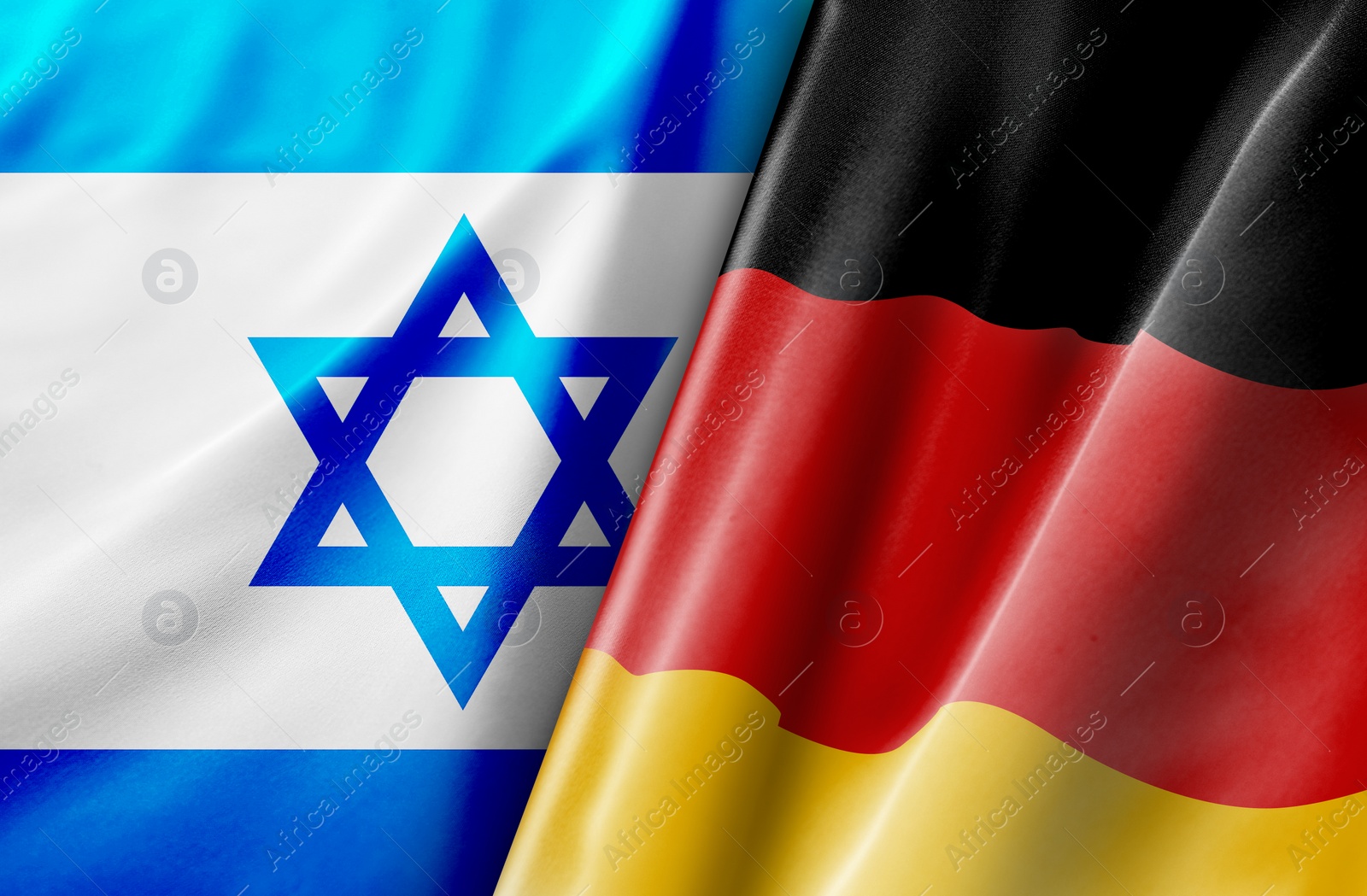 Image of International relations. National flags of Germany and Israel