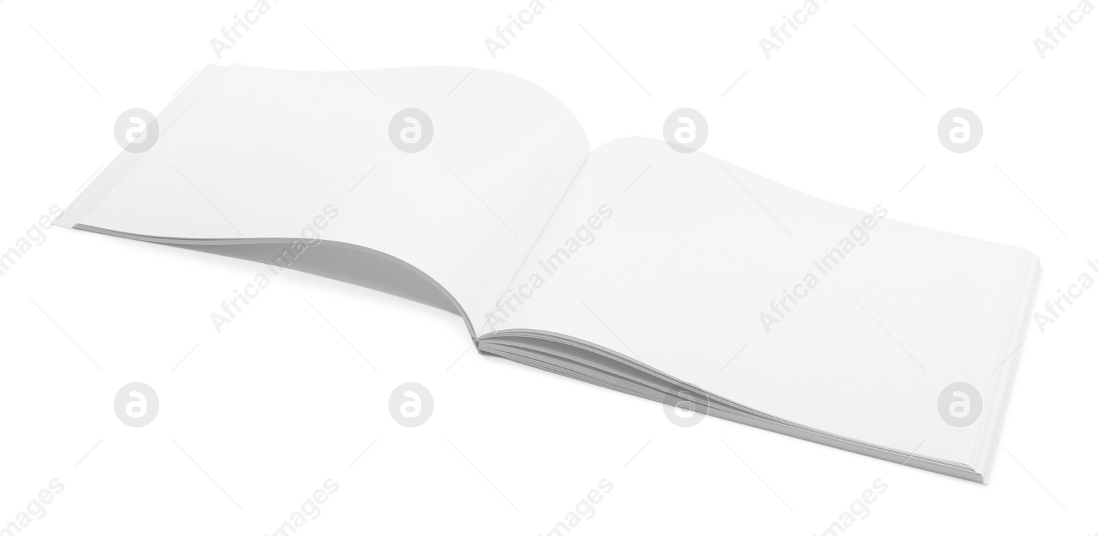 Photo of Open blank paper brochure isolated on white. Mockup for design