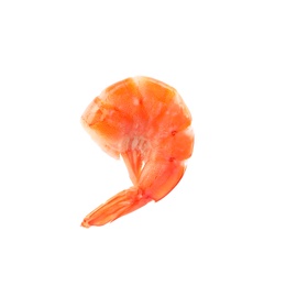 Photo of Freshly cooked delicious shrimp on white background