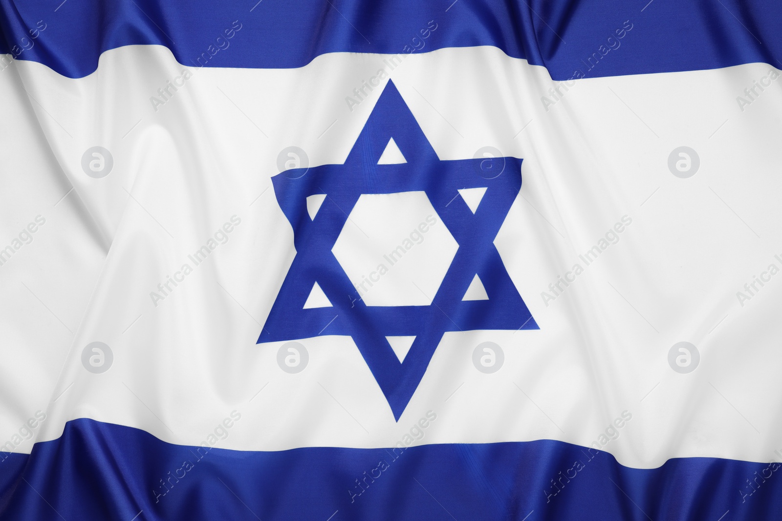 Photo of Flag of Israel as background, top view. National symbol