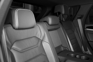 Photo of Modern car interior with comfortable leather seats