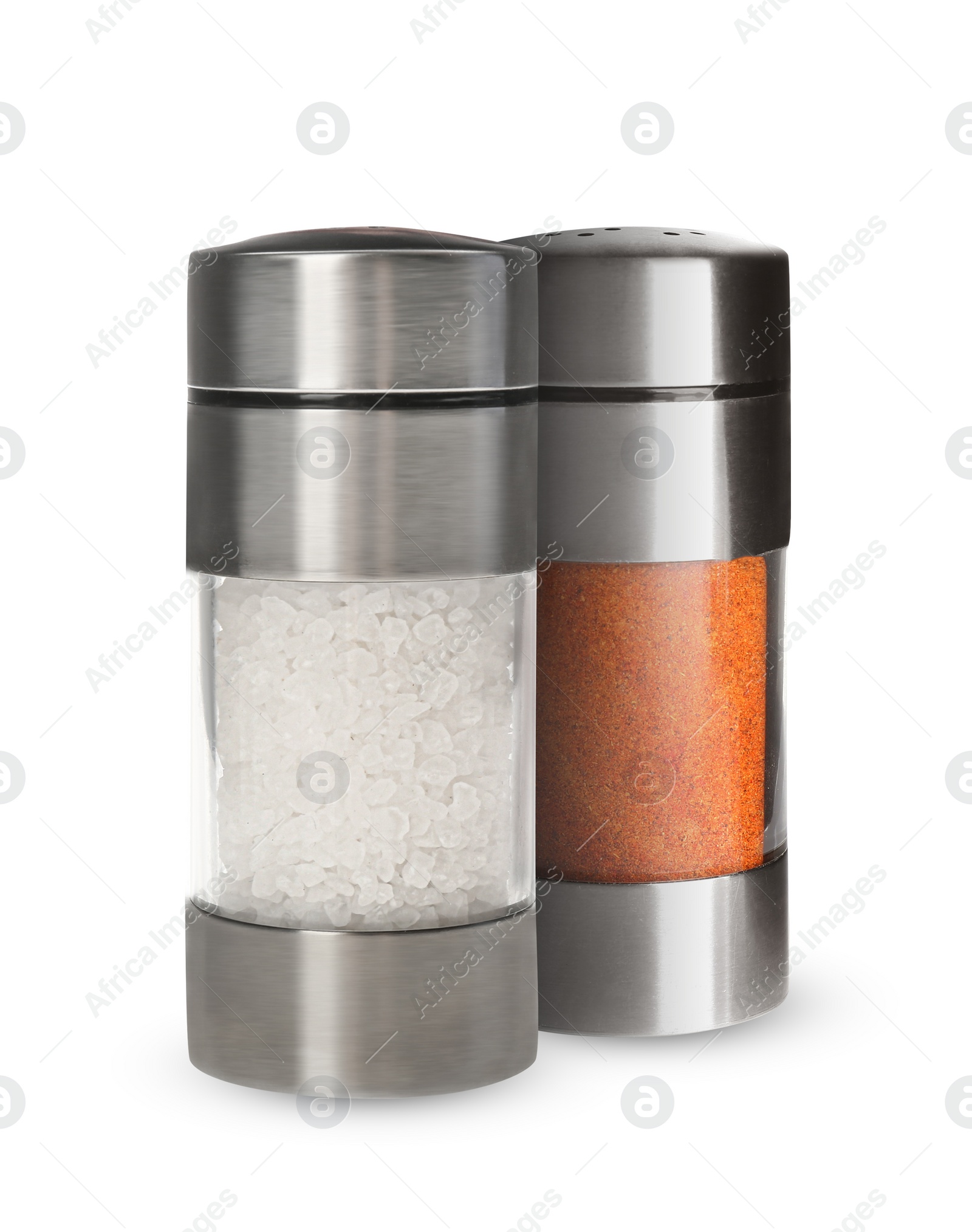 Image of Salt mill and pepper shaker isolated on white