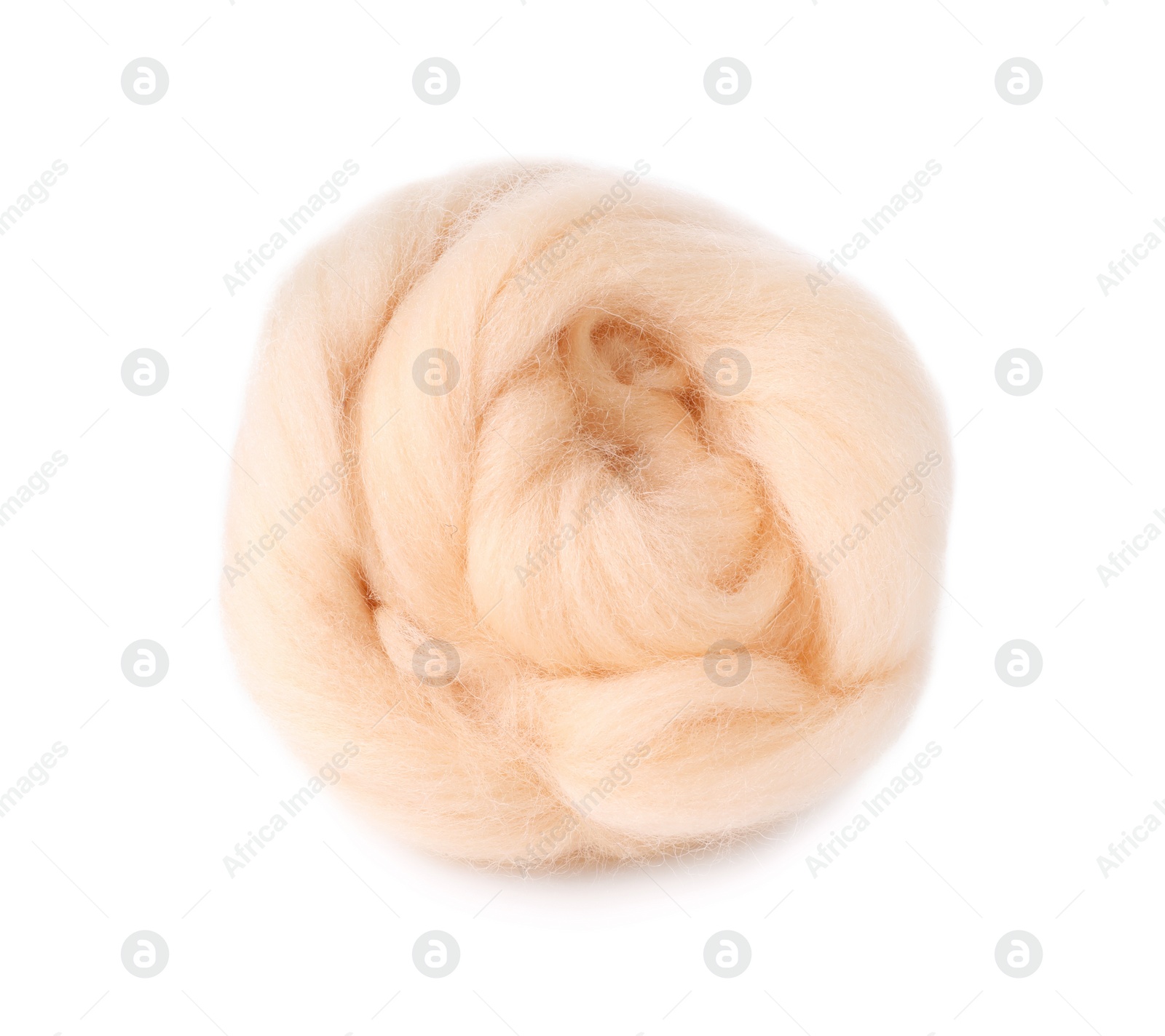 Photo of One beige felting wool isolated on white