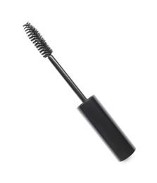 Photo of One mascara applicator isolated on white, top view. Makeup product