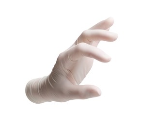 Image of One nitrile medical glove isolated on white