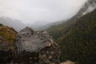 Picturesque view of mountains on autumn day outdoors