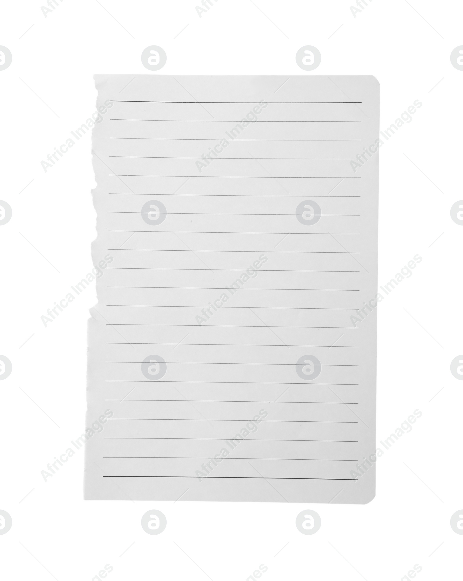 Photo of Blank notebook paper isolated on white. Space for design