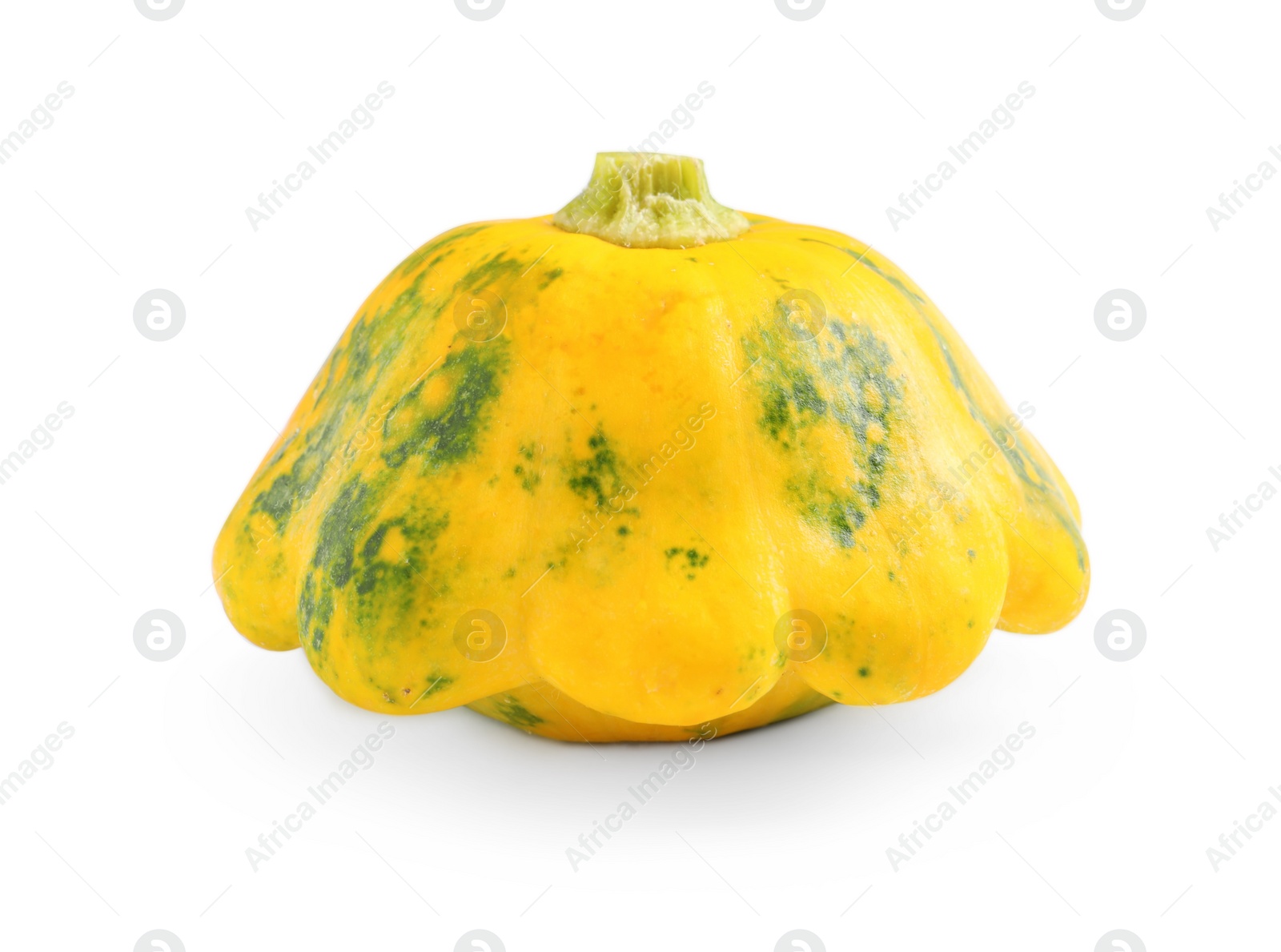 Photo of Fresh ripe yellow pattypan squash isolated on white