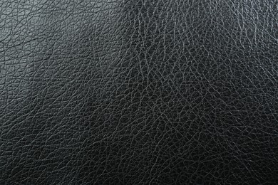 Texture of black leather as background, top view